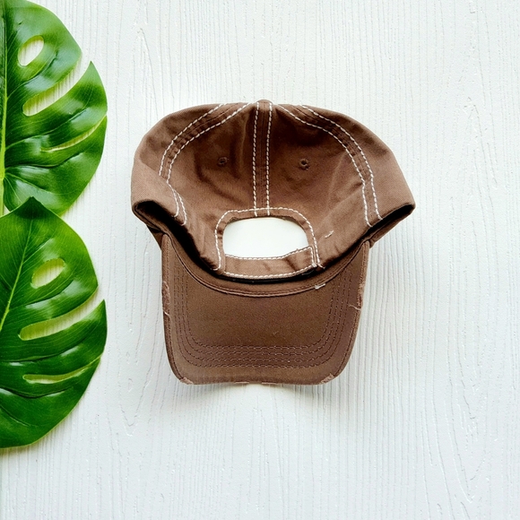 Love My Tribe Ball Cap NWT Distressed Light Brown with Cream Stitching One Size - Picture 3 of 4